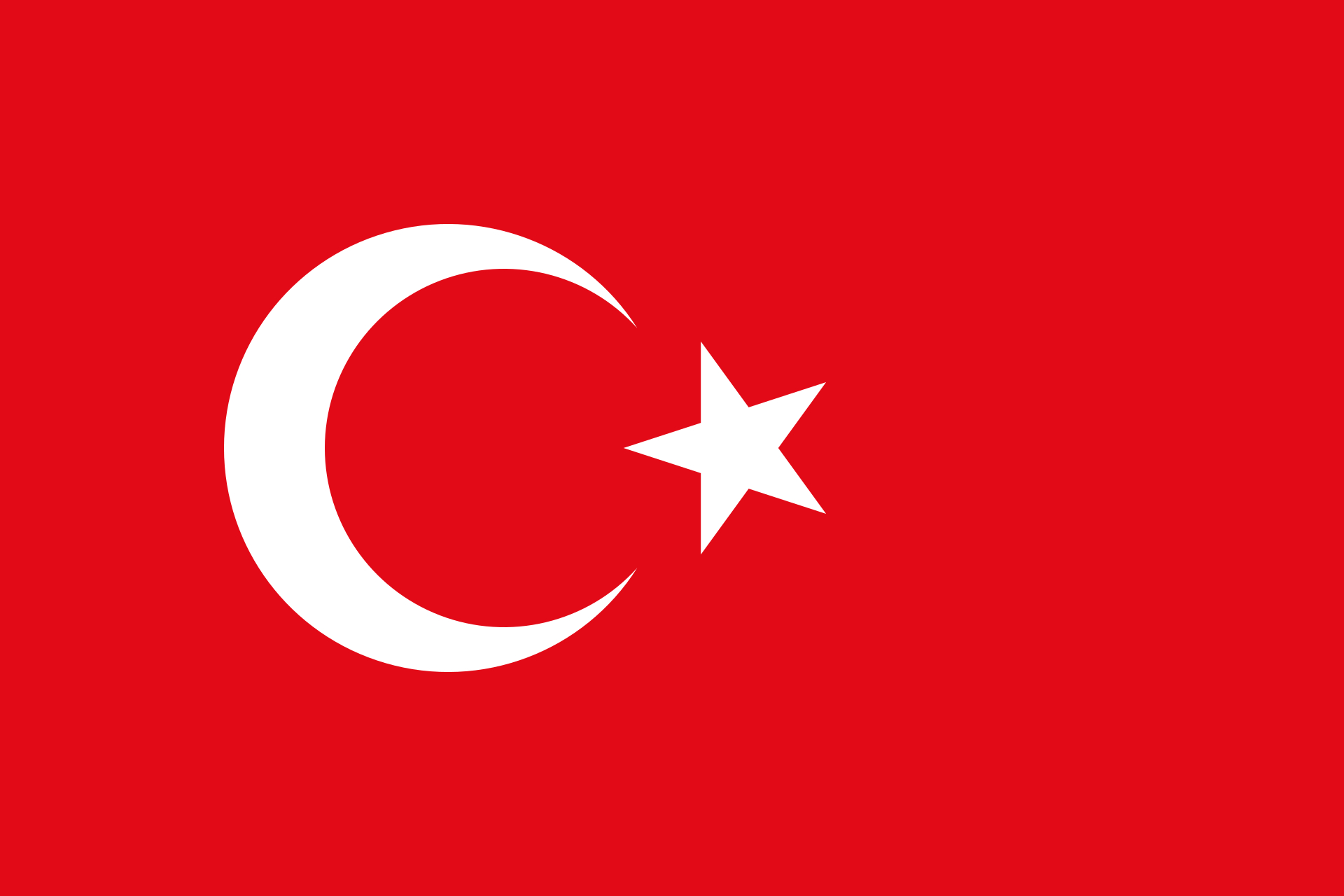 Turkish flag with white crescent and star